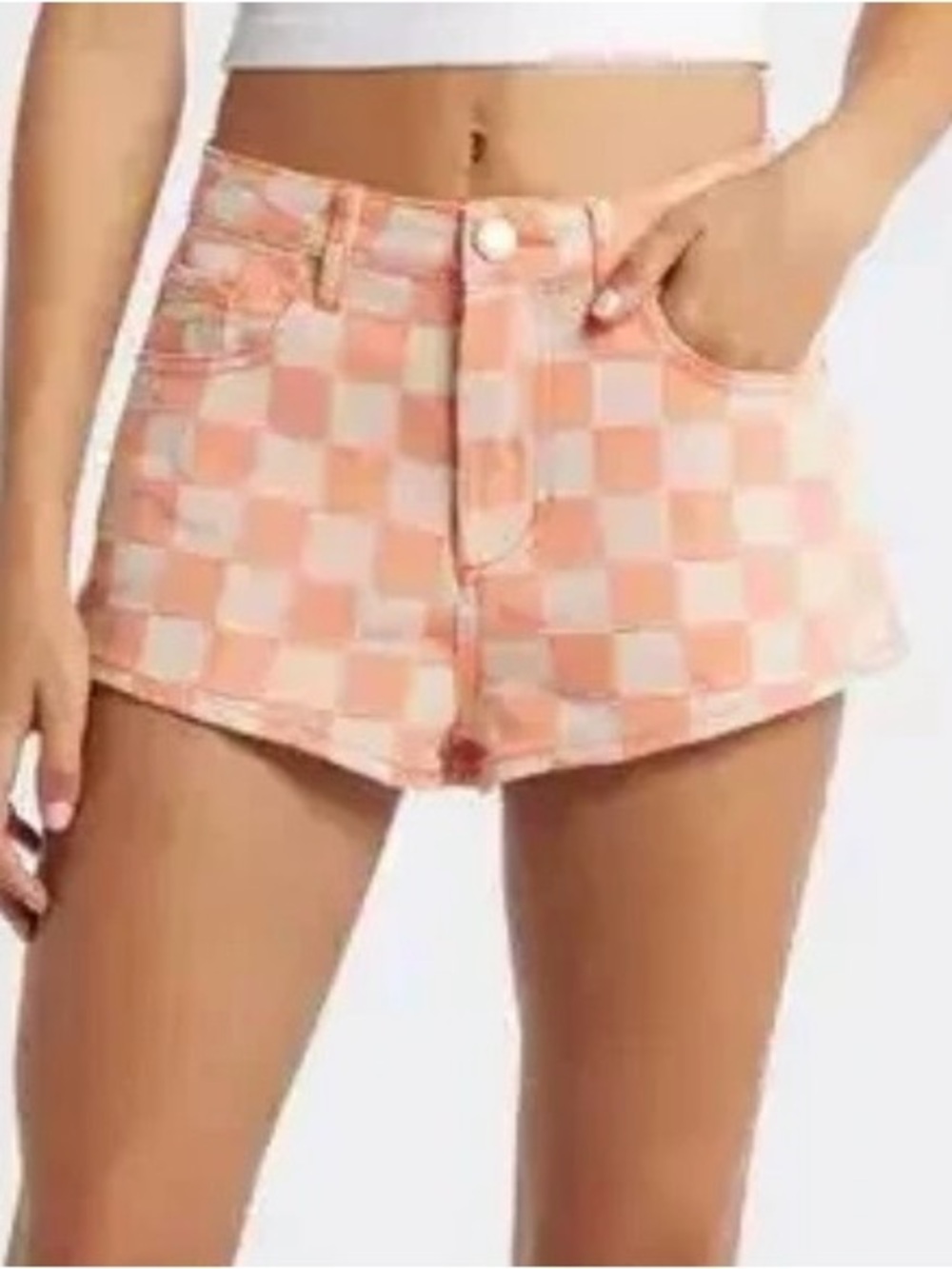 NWTs Nasty Gal Checkerboard High Waist Shorts – Orange